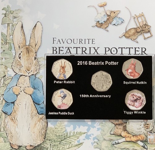 Beatrix Potter 2016 50p estuche de exhibición de monedas con estampados + soportes (sin moneda) - Imagen 4 de 4