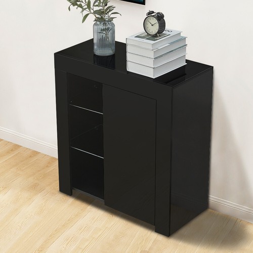 High Gloss Cupboard Cabinet Display Sideboard Storage With Door Glass LED Light - Picture 27 of 97