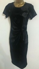 NEW ex DP Black Velvet Side Twist Party Evening Shift Pencil Dress Size 8-18