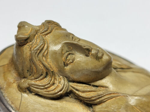 Ciondolo/Spilla Vittoriano Altorilievo Lava Figura Femminile Busto Cammeo Argento - Foto 7 di 13