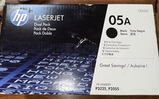 New Genuine HP 05A 2-pack Black Original LaserJet Toner Cartridges 2,300 Pages