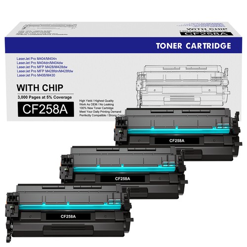 LOTE de tóner con chip CF258A 58A compatible con HP LaserJet Pro M404n MFP M428fdw - Imagen 11 de 12