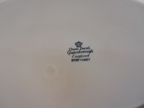 2 x Crown Ducal Gainsborough Platten 40 und 35 cm geprägte Blumen Goldrand - Bild 8 von 9