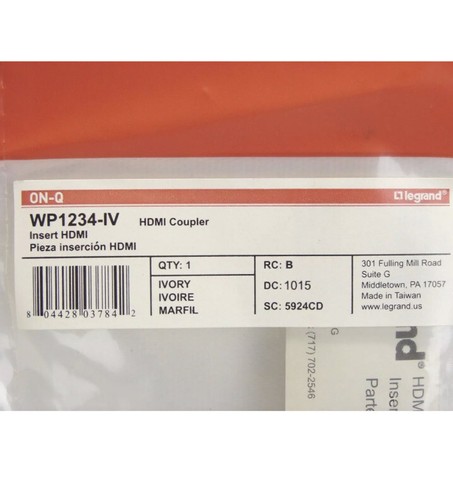 Legrand On-Q WP1234-IV HDMI Coupler Insert Keystone Ivory New - Picture 4 of 6