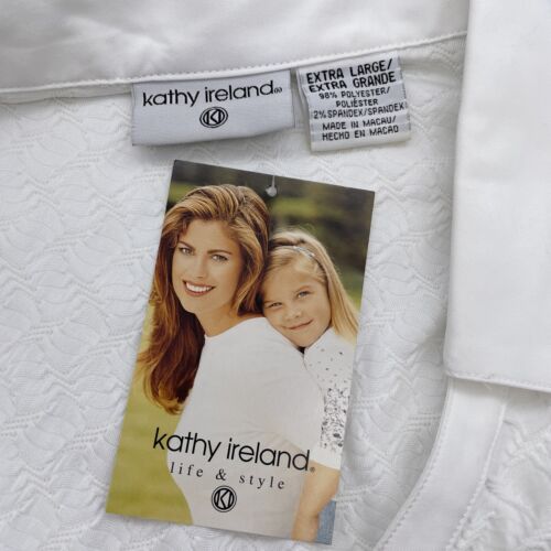 Kathy Ireland Women’s Blouse 3/4 Sleeve Textured White Size XL - Picture 13 of 16