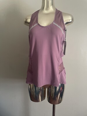Lucky in Love Tech Performance Mesh Activewear Tennis Tank Top Purple Women Sz S