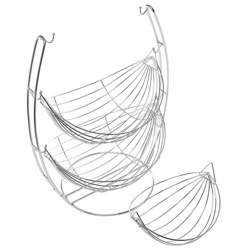 Chrome Fruit Basket Vegetable Swinging Bowl 1/2/3 Tier Rack Storage Stand Holder - Picture 3 of 11