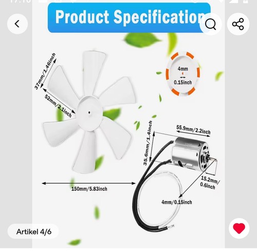 12V Camping Lüfter + Motor - Bild 2 von 5
