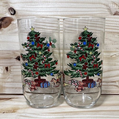 Tienshan Holiday Hostess Christmas Tree Glass Cups Tumblers - Set of 8 14 oz - Picture 10 of 15