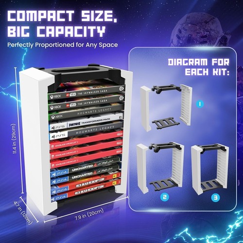 Torre de Almacenamiento de Videojuegos 12 Disco CD Blu Ray Estuche Universal Soporte DVD Estante - Imagen 3 de 8