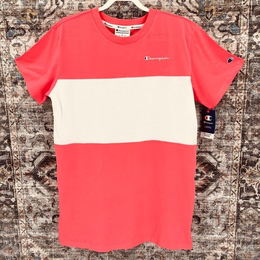 Champion Mens Color Block T Shirt Size L Pink White Moisture Champion Mens Color Block T Shirt Size L Pink White Moisture