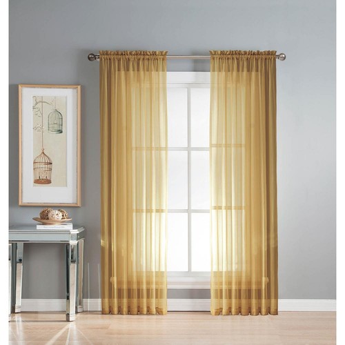 Elegant Solid Sheer Panel Window Curtain - All sizes - All colors - 2 Panels - Picture 3 of 32