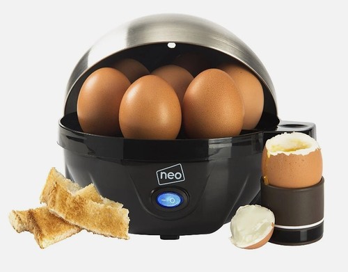 Neo S/S/Copper/Red/Clear Electric Egg Cooker Boiler Poacher & Steamer - Picture 2 of 58
