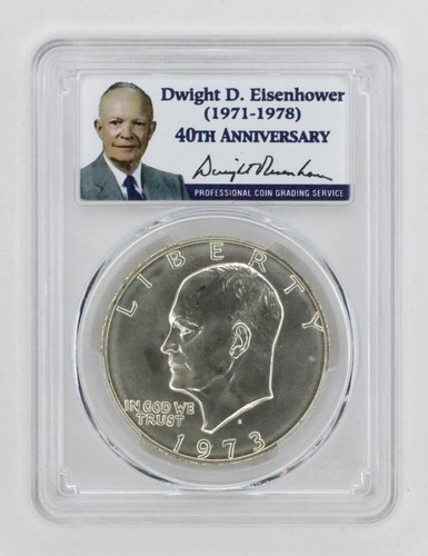1973-S  $1 Eisenhower IKE SILVER dollar PCGS MS67 Presidential Label - Picture 1 of 4