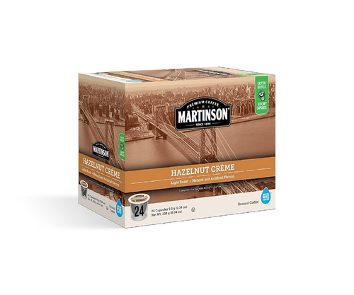 Martinson Hazelnut Crème Flavored Coffee, Light Roast, Keurig K-Cup Brewer Compa