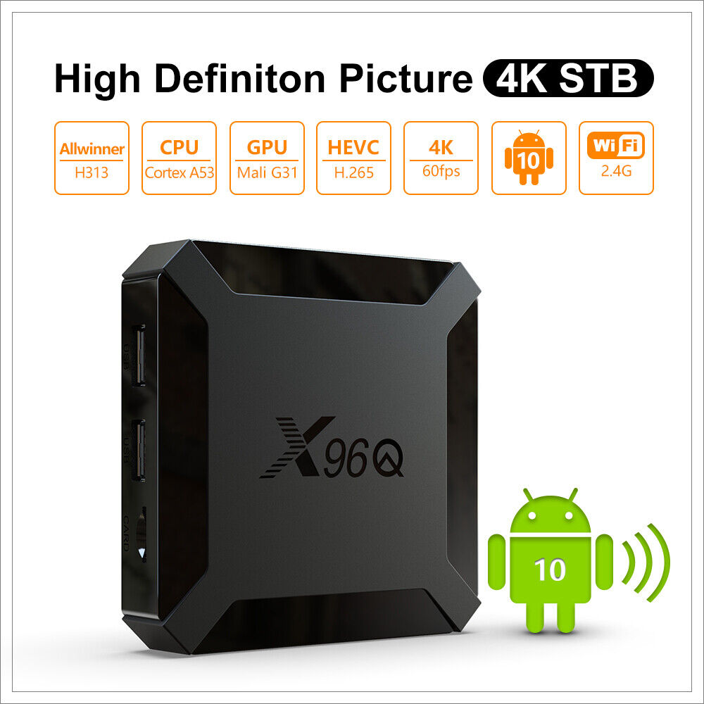 Android 10.0 TV Box X96Q Quad Core HD 4K Media Stream Player Mini PC 2.4G  WiFi