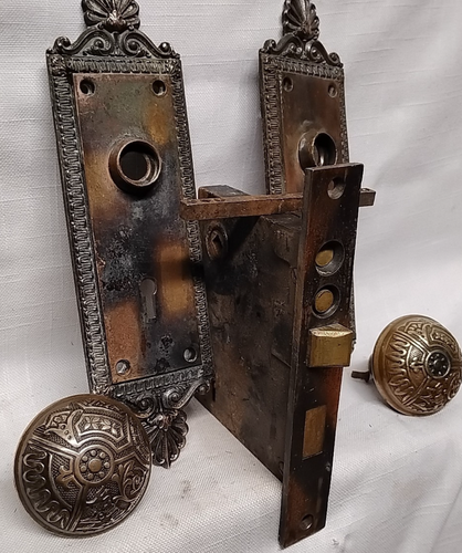 Antique Vintage Sargent Solid Brass Doorknobs Faceplates and Hardware Jerome 935