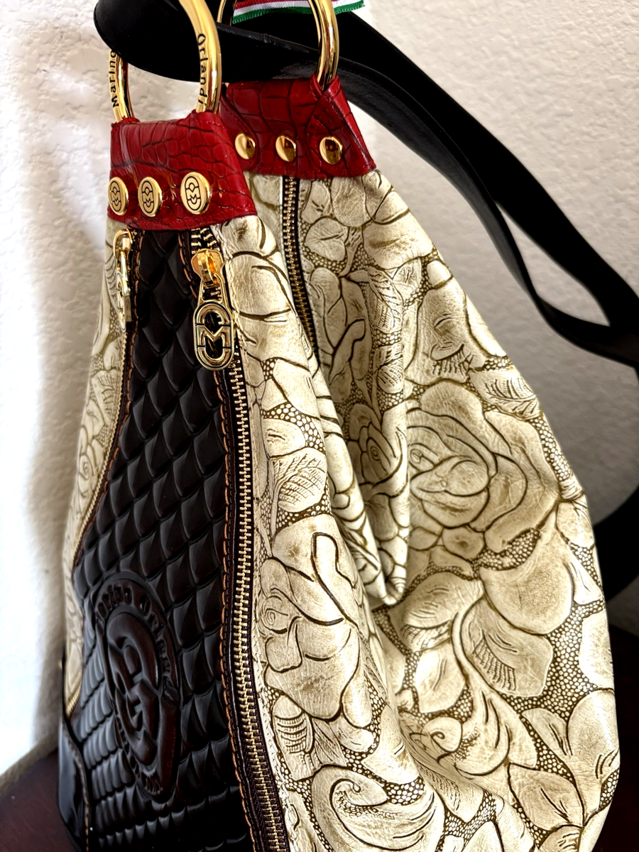 Marino Orlandi Sling Backpack Bag Tote Embossed Italian  display picture 2