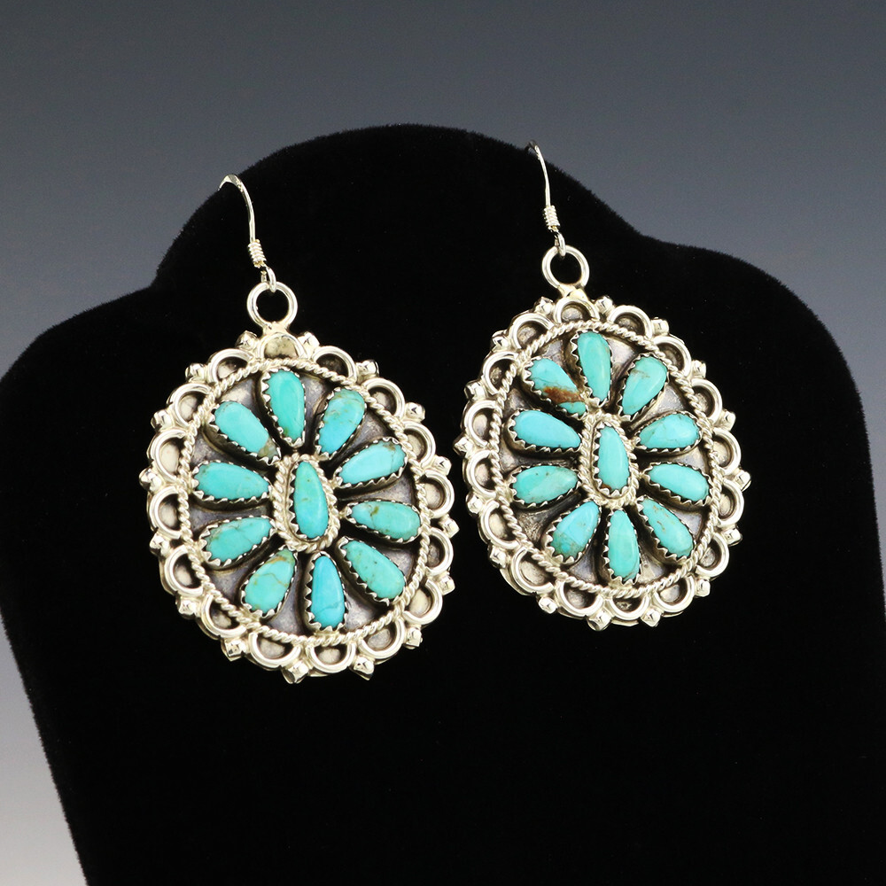 アクセサリー indian jewelry navajo Zaita Begay NATIVE AMERICAN NAVAJO STERLING SILVER & TURQUOISE EARRINGS