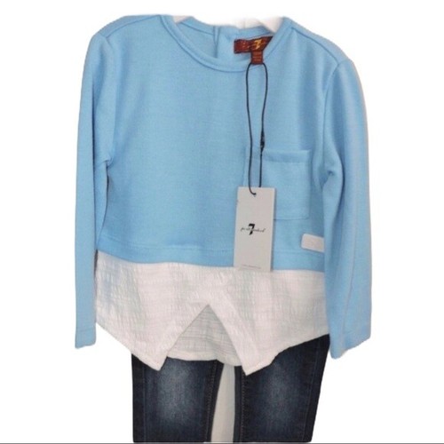 7 For All Mankind Toddler Girls Jeans Sweater 2 Piece Set Outfit Blue 18M 24M  - Picture 14 of 36