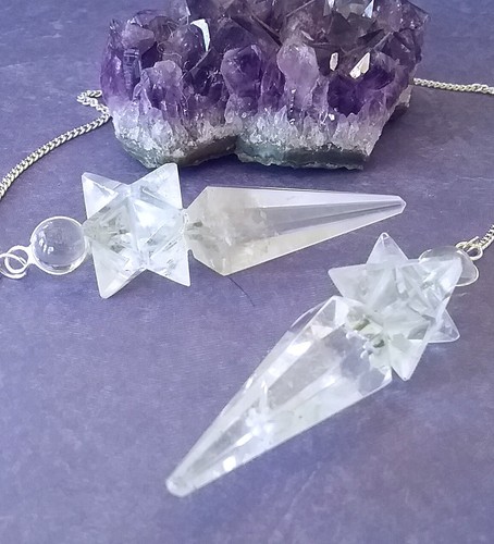Cristallo Quarzo Merkaba Pendolo Rabdomante, Geometrico 3D Cristallo MERKABA Pendolo - Foto 3 di 5