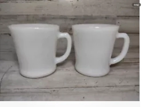 Lot of 2 Vintage Anchor Hocking Fire King White Milk Glass Coffee Mugs D Handle