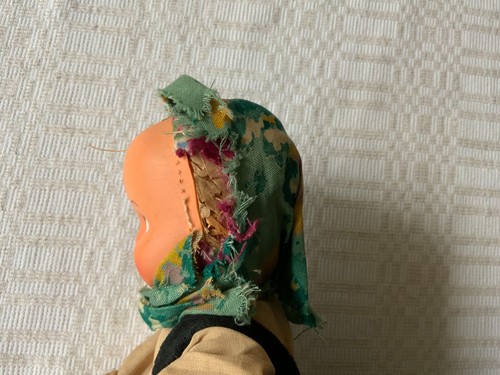 Antike Polen Stoff Plastik Puppe 14" groß Original Kleidung - Bild 5 von 13