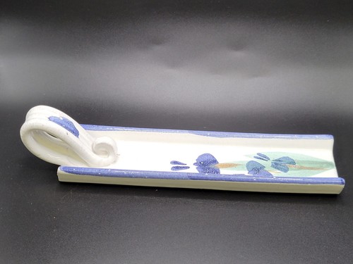 Art Pottery Stoneware Blueberry Pattern Glaze Spoon Utencil Kitchen Rest Handled - Picture 2 of 11
