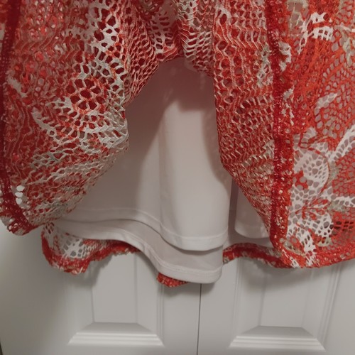 New Directions Curvy Plus 3X Tank Sleeveless Orange Floral Crochet Look Lined - Picture 6 of 15