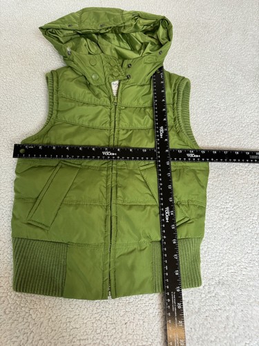 Aeropostale Lime Green Sleeveless Puffer Vest Full Zip Size XS With Hood - Picture 5 of 8