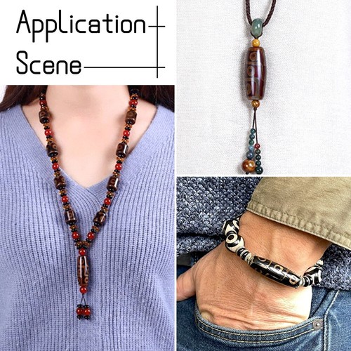 10Pcs Tibetan Style dZi Natural Agate Beads Dyed Heated Oval 28.5~32x10~12.5mm - Picture 9 of 124