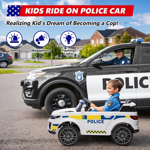 Ride on Police Car for Kids 3-8, 12V Electric Car with Remote Control 3 Speeds - Picture 3 of 11