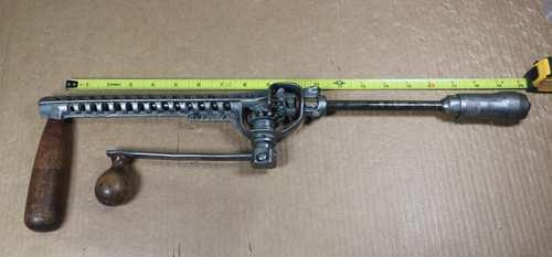 Taladro de manivela de mano vintage RUSBY PATENT enjaulado longitud ajustable soporte y mango - Imagen 8 de 17