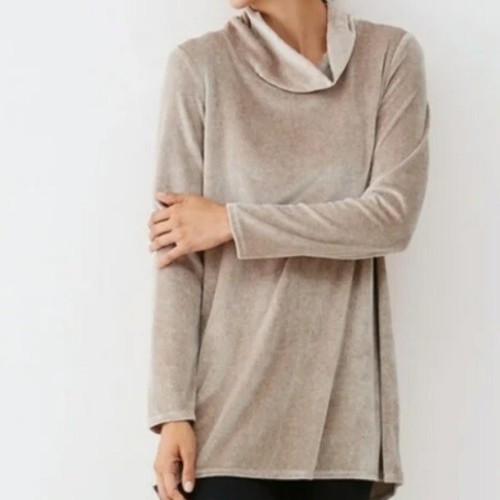 Pure Jill Tan Velour Mock Cowlneck Pullover Tunic. Size L - Picture 12 of 12