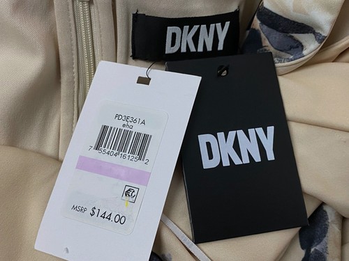 DKNY Women's Beige Floral Gathered Cowl Neck Sleeveless Dress Plus Size 22W - Picture 4 of 4