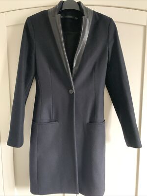Allsaints Leni Black Wool Coat Size UK