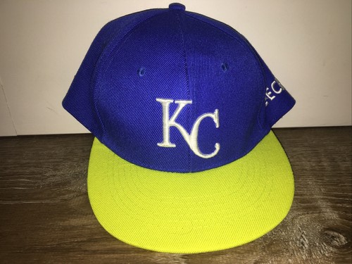 Kansas City Royals KC Blue Crew Snapback Hat Cap Neon Green Or Yellow - Picture 1 of 6