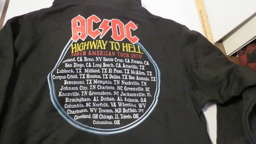 Felpa con cappuccio pullover a 2 lati nuova con etichette AC/DC Highway to Hell Tour taglia Med - Foto 5 di 6