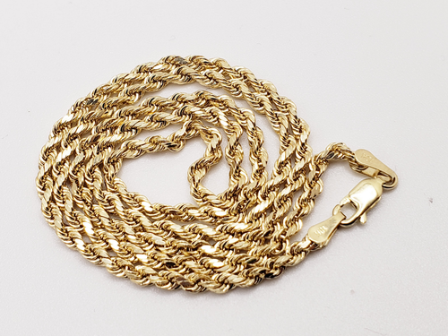 10KT Yellow Gold Semi Solid Rope Chain 20.02 inches x (W)3.03mm Lobster Clasp - Picture 4 of 7
