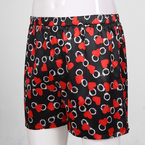 Herren Neuheit seidig Boxershorts Lippen Herzdruck Schlaf Pyjama Shorts Unterwäsche - Bild 170 von 182