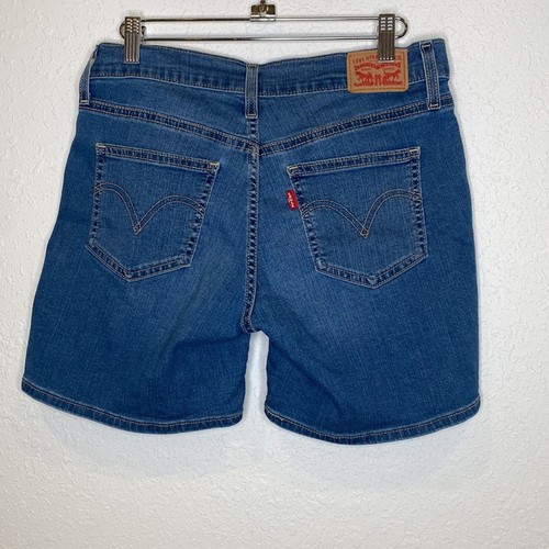 Levi’s Women’s Blue Denim Jean Shorts w/ Floral Embroidered Pockets EUC Sz 28 - Picture 4 of 13