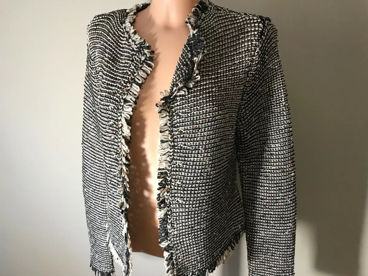 Womens H M Tweed Jacket Gold Metallised Fibre Size EUR M USA M eBay