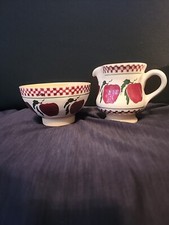 Vtg Nicholas Mosse Pottery Creamer & Open Sugar Bowl Set Apple Design Ireland