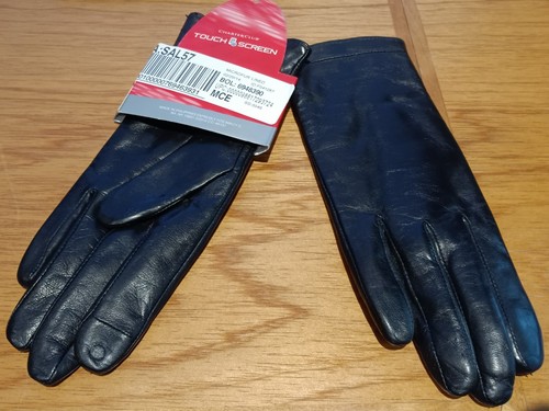 Charter Club Women's Leather Touch Screen Fleece Lined Gloves,Black, MEDIUM - Picture 2 of 8