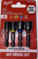 Milwaukee SHOCKWAVE 1-7/8” Impact Magnetic Nut Driver Set, 4 Piece, 49-66-4562