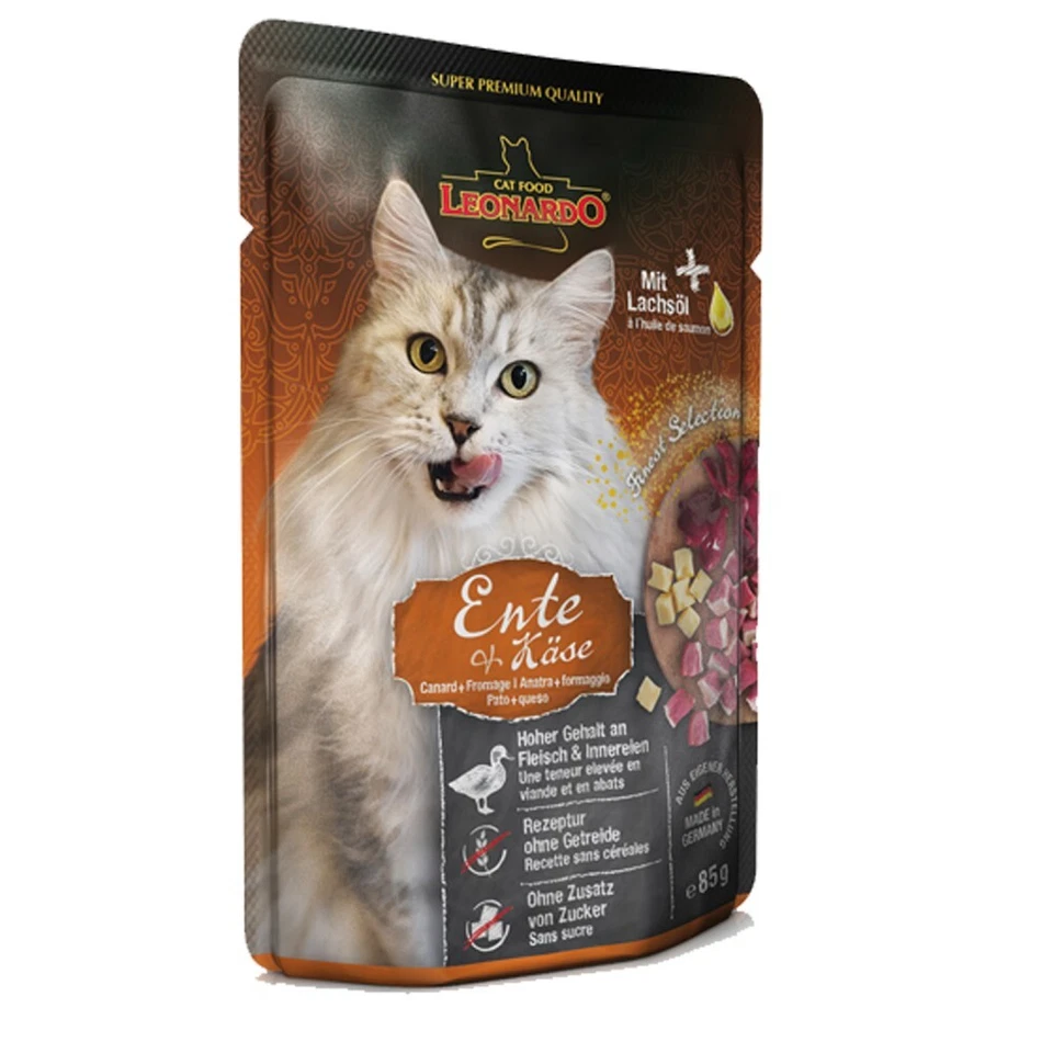 Leonardo Ente + Käse, 16x85g Nassfutter für Katzen im Frischebeutel - Bild 2 von 2