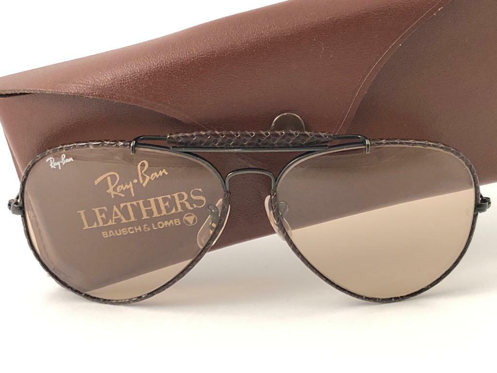 VINTAGE RAY BAN DARK BROWN WOVEN LEATHERS OUTDOORSMAN 62 B&L VINTAGE RAY BAN DARK BROWN WOVEN LEATHERS OUTDOORSMAN 62 B&L