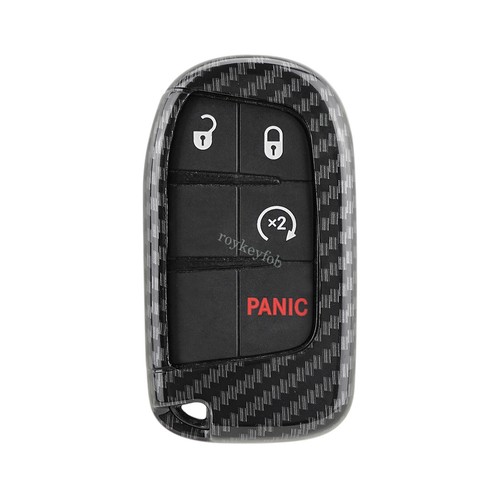 Super Carbon Fiber Hard Key Shell Fob Case Cover Holder For Jeep Dodge Chrysler - Foto 12 di 12