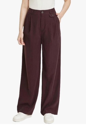 Women’s A New Day Wide Leg Pleated Trousers Brown 10 NWT