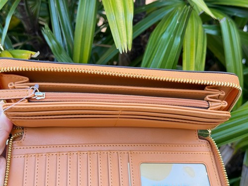 Michael Kors Jet Set Travel Large Continental Pebbled Leather Wallet Cider - Picture 5 of 12